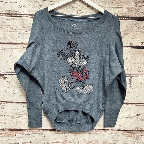DISNEY PARKS Mickey Mouse Rhinestone Crop Top Sweater Sz XS - Picture 1 of 6